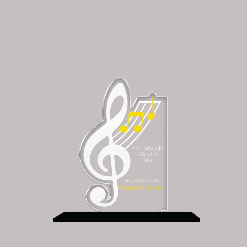 Personalized Best Singer Award Trophy for Gift for Singers, Vocalists, and Musicians Singer Recognition UV Printed Acrylic Trophy